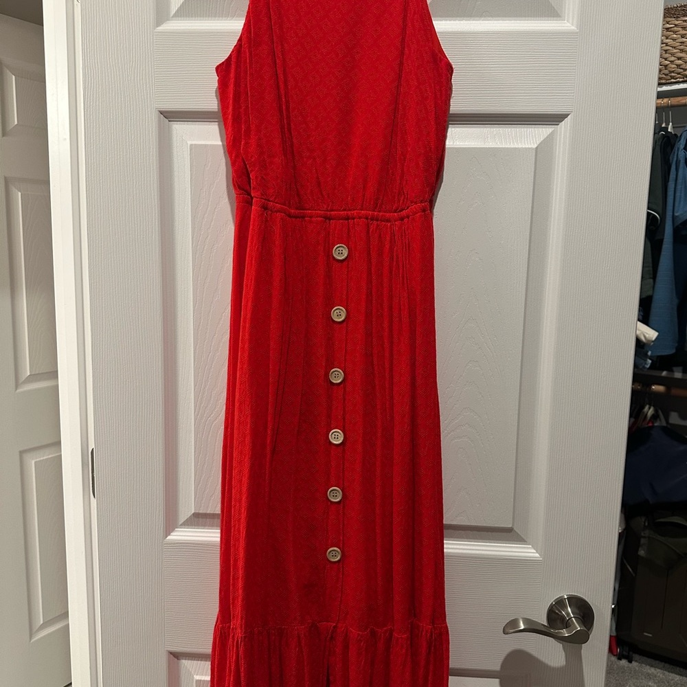 Superfoxx Red Sleeveless Dress with Textured Fabric